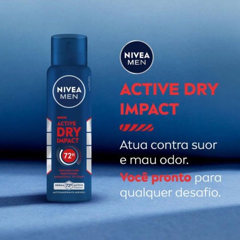 Desodorante Antitranspirante Aerosol Nivea Men Active Dry Impact 72h 150ml