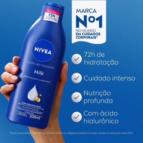 Loção Deo-Hidratante Corporal Nivea Milk Hidratação Profunda Pele Seca 200ml