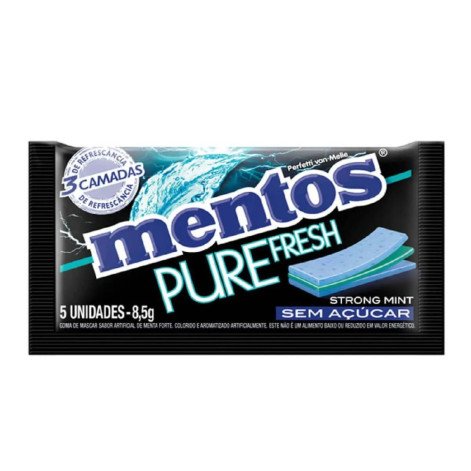 Chiclete Mentos Pure Fresh Strong Mint Sem Açúcar 5 unidades