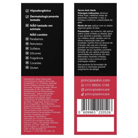 Sérum Facial Anti-idade Principia Skincare Rn-0,3 Retinol + Vitamina e 30ml