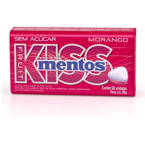 Pastilhas Mentos Kiss Fruit Morango com 35g com 50 Un