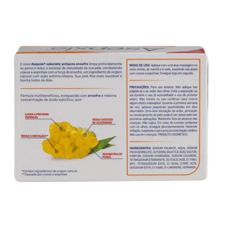 Sabonete Facial em Barra Asepxia Enxofre Antioleosidade com 80g