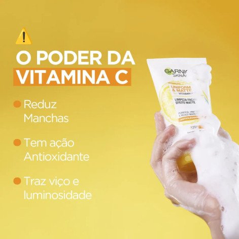 Sabonete Líquido Limpeza Facial Garnier Uniform & Matte Vitamina C Antioleosidade 120g