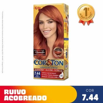Tinta de Cabelo Permanente Cor&Ton Niely - 7.44 Ruivo Acobreado