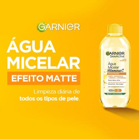  Água Micelar Garnier SkinActive Antioleosidade Vitamina C Oil Free com 400ml
