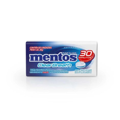 Pastilha Mentos Clear Breath Peppermint com 50Un 35g