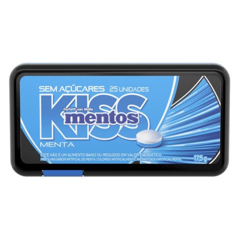 Bala Mentos Kiss Menta Dispenser 25 Unidades 17,5g