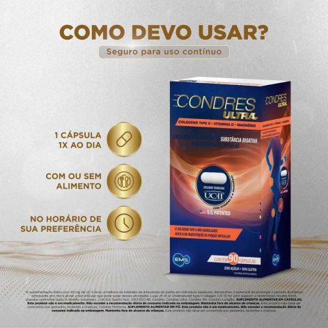 Suplemento Alimentar Condres Ultra Colágeno Tipo ll + Vitamina D - 90 cápsulas