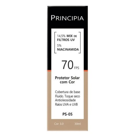 Protetor Solar Facial Principia Skincare PS-05 14,5% Mix de Filtros Uv + 5% Niacinamida FPS 70 Cor 3.0 30ml