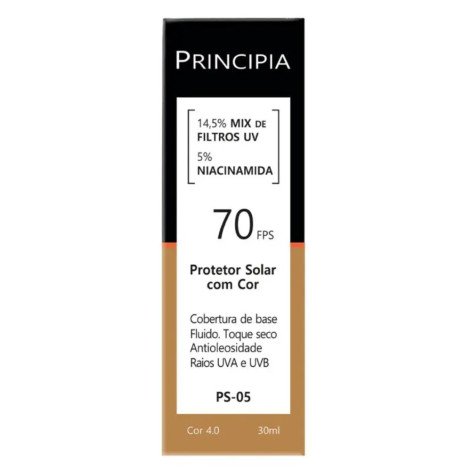 Protetor Solar Facial Principia Skincare PS-05 14,5% Mix de Filtros Uv + 5% Niacinamida FPS 70 Cor 4.0 30ml