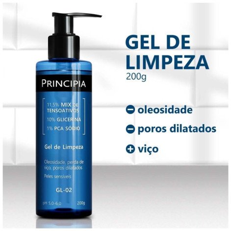 Gel de Limpeza Suave Principia Skincare 11,5% Mix de Tensoativos + 10% Glicerina + 1% PCA Sódio GL-02 200g
