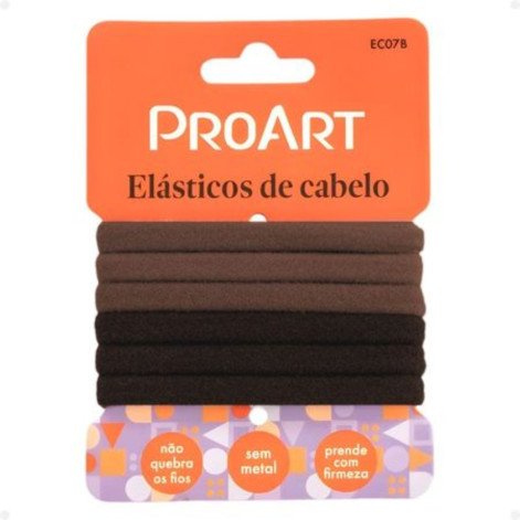 Elástico De Cabelo Pequeno Cor Marrom Proart 6 Unidades