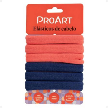 Elástico De Cabelo Proart Azul e Laranja 6 Unidades