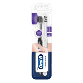 Escova de Dente Oral-B Purification Sensitive Cerdas Ultrafinas Minerais de Carvão 2 unidades