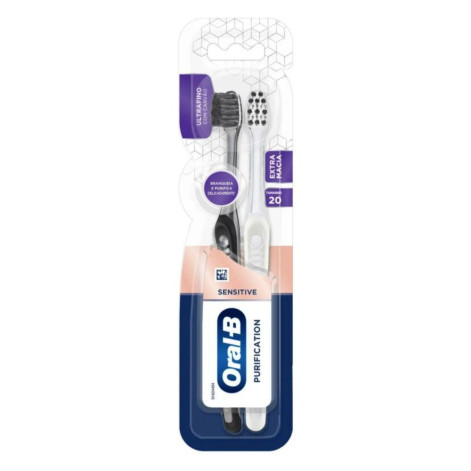 Escova de Dente Oral-B Purification Sensitive Cerdas Ultrafinas Minerais de Carvão 2 unidades