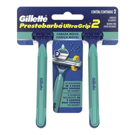 Aparelho de Depilar Gillette Prestobarba Ultragrip2 Cabeça Movel com 2 Unidades
