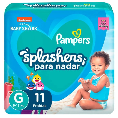 Fralda Pampers Splashers Baby Shark Praia e Piscina G 11 unidades