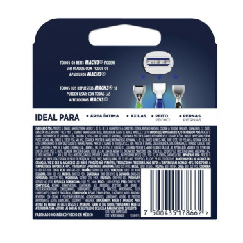 Carga Para Aparelho De Depilar Gillette Mach3 Corpo 2 Unidades