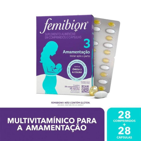 Polivitamínico Femibion 3 para Amamentação 28 Comprimidos + 28 Cápsulas