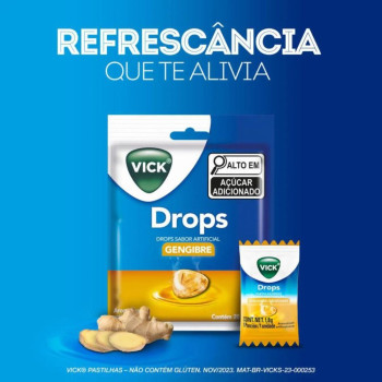 Pastilha Vick Drops Gengibre 20 unidades