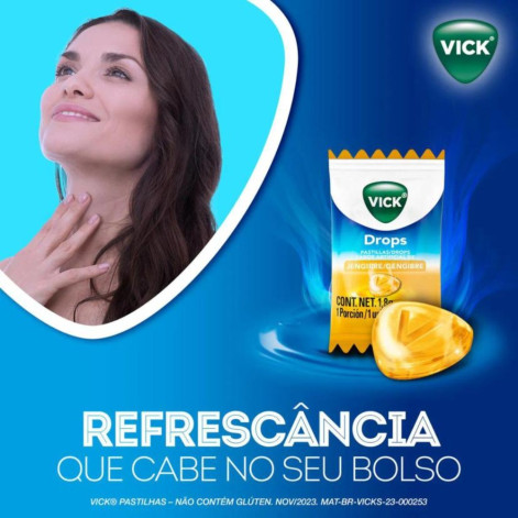 Pastilha Vick Drops Gengibre 20 unidades