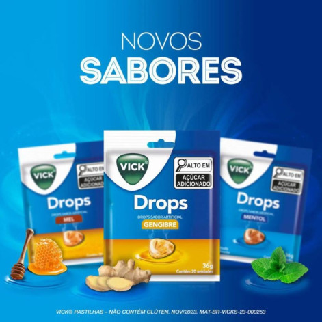 Pastilha Vick Drops Gengibre 20 unidades