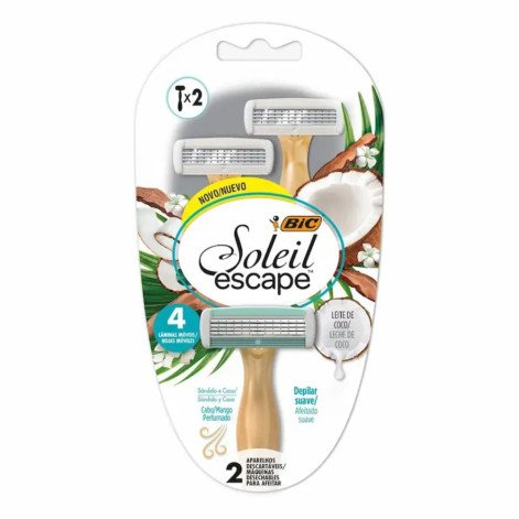 Aparelho De Depilar Bic Soleil Escape Leite de Coco 2 unidades