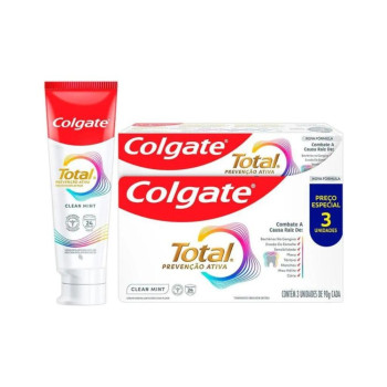 Creme Dental Colgate Total 12 Clean Mint 90g - Embalagem com 3 Unidades