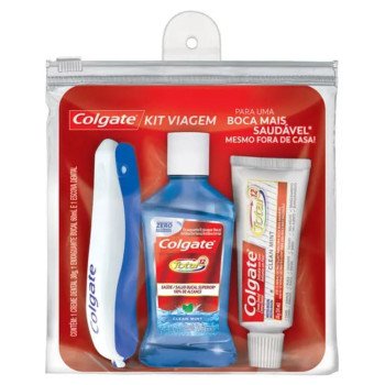 Kit Viagem Colgate Total Antisséptico Bucal 60ml + Creme Dental 30g + Escova Dental Portátil