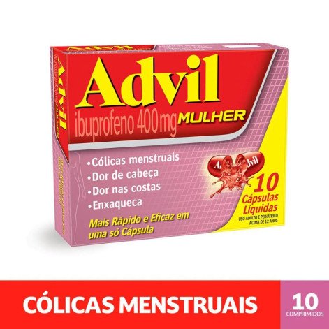Advil Mulher Ibuprofeno 400mg 10 Cápsulas