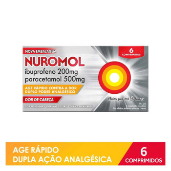 Nuromol Ibuprofeno 200mg + Paracetamol 500mg com 6 comprimidos
