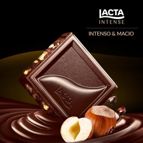Chocolate LACTA Intense Meio Amargo 40% cacau Avelã e Crocante de Cacau 85g
