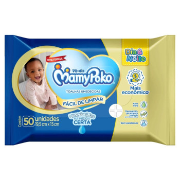 Mamypoko Lenço Toalha Umedecido Dia e Noite 50 Unidades