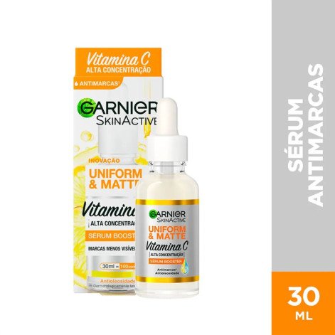 Sérum Booster Garnier SkinActive Uniform&Matte Antimarcas com Vitamina C 30ml