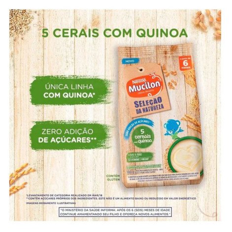 Mucilon 5 Cereais Com Quinoa Zero Sachê 180g