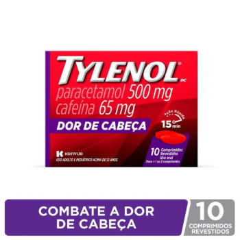 Tylenol Paracetamol 500mg + Cafeína 65mg 10 comprimidos