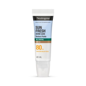 Protetor Solar Facial Neutrogena Sun Fresh Derm Care Oil Control Fluido Cor 3.0 FPS80 40ml