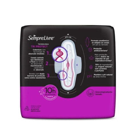 Absorvente Externo Sempre Livre Conforto Noturno Suave com Abas 32 Unidades