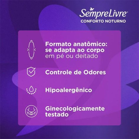 Absorvente Externo Sempre Livre Conforto Noturno Suave com Abas 32 Unidades