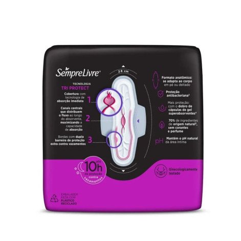 Absorvente Externo Sempre Livre Conforto Noturno Seca com Abas 32 Unidades