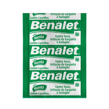 Pastilhas Para Garganta Benalet Sabor Menta 4 Pastilhas
