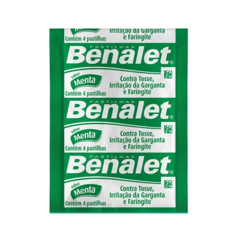 Pastilhas Para Garganta Benalet Sabor Menta 4 Pastilhas