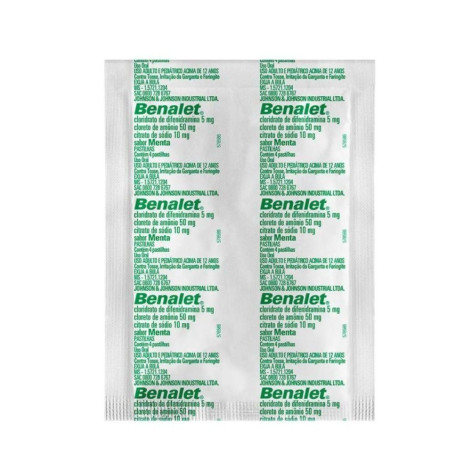Pastilhas Para Garganta Benalet Sabor Menta 4 Pastilhas