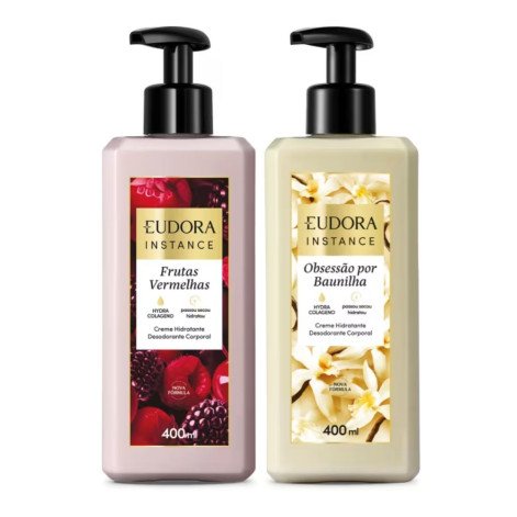 Kit Creme Hidratante Frutas Vermelhas 400ml + Creme Hidratante Obsessão por Baunilha 400ml
