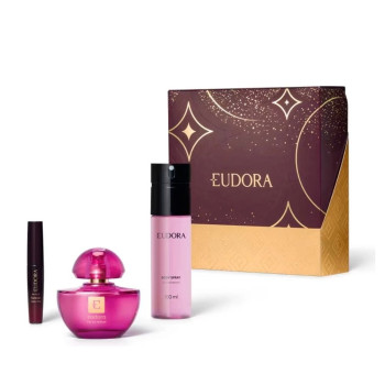 Kit Eudora Perfume Feminino Eau De Parfum 35ml + Batom Líquido Matte Tint Vinho Sublime 4ml + Body Spray Desodorante 100ml