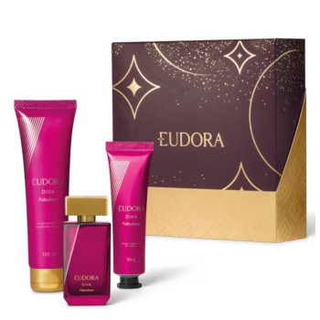 Kit Eudora Diva Fabulosa Colonia 30ml + Locao Hidratante 100ml + Creme Para Maos 50gr