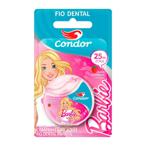 Fio Dental Barbie 25M Morango C/Cera