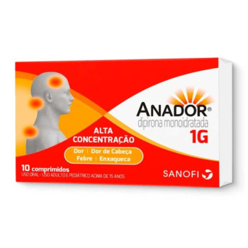 Anador 1g Dipirona Monoidratada Sanofi 10 Comprimidos