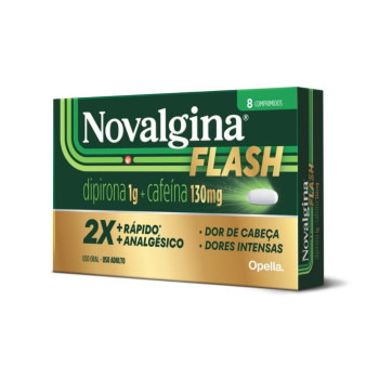Novalgina Flash 1g Dipirona + 130mg Cafeína 8 comprimidos