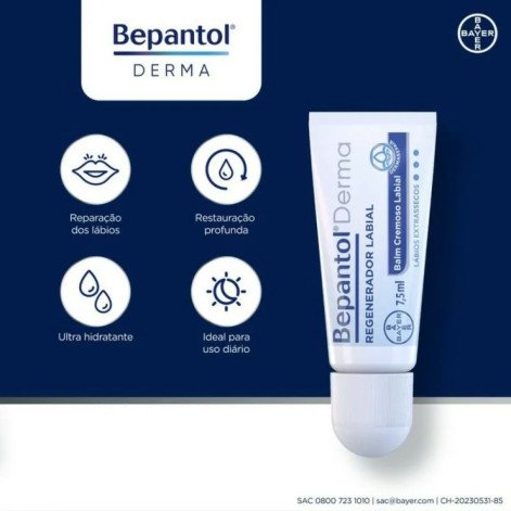 Regenerador Labial Hidratante Bayer Bepantol Derma Balm 7,5ml